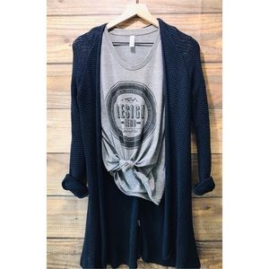 Old Navy Navy blue loose knit cotton cardigan